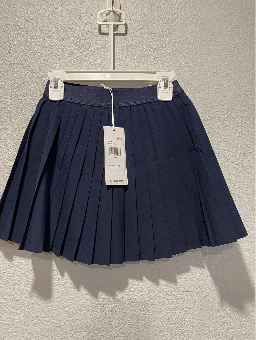 Lacoste Girls Navy Blue Pleated Skirt Size 8 Years